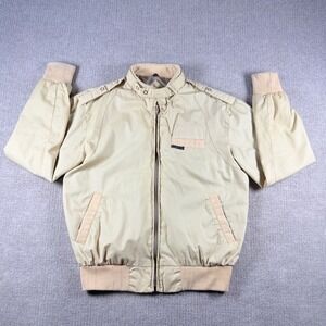 Vintage Members Only Racer Jacket Tan Beige Mens Bomber Zip Up Epaulettes L